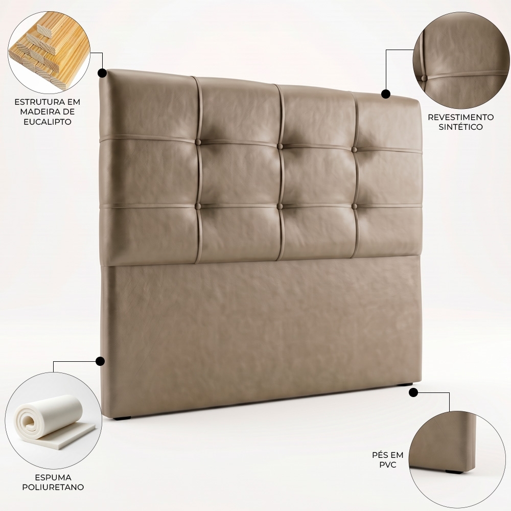 Cabeceira Casal Cama Box 160 cm London Sintético Areia - JS Móveis