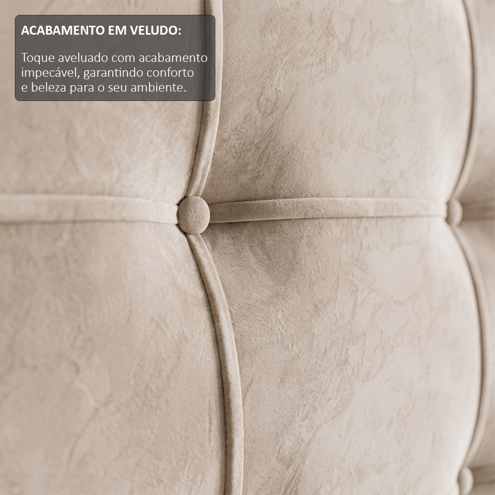 Cabeceira Cama Box Casal Queen 160cm London Veludo Bege - JS Móveis