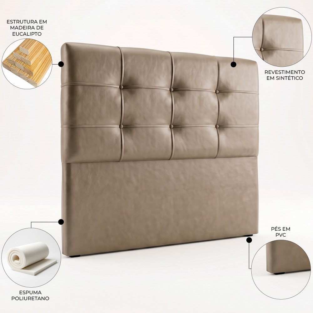 Cabeceira Casal Cama Box 195 cm London Corano Areia - JS Móveis