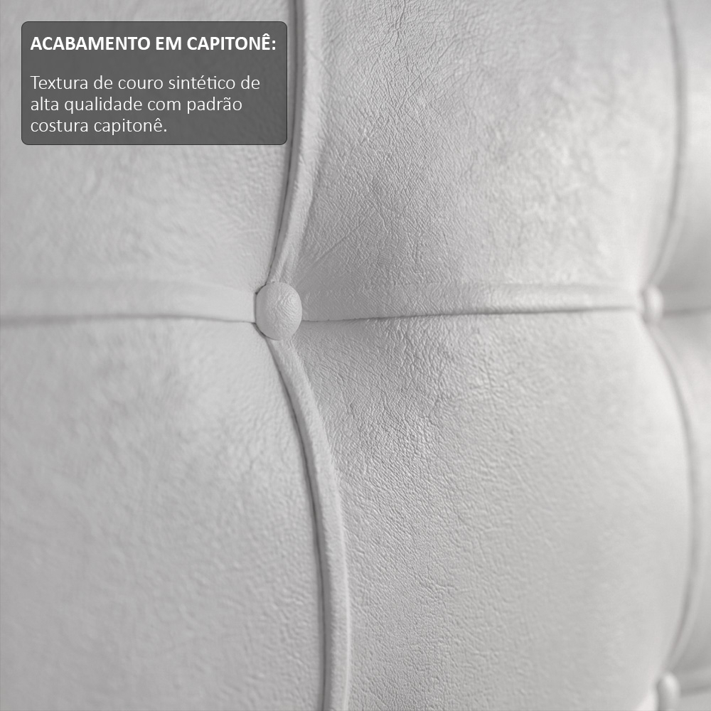 Cabeceira Casal Cama Box 195 cm London Corano Branco - JS Móveis