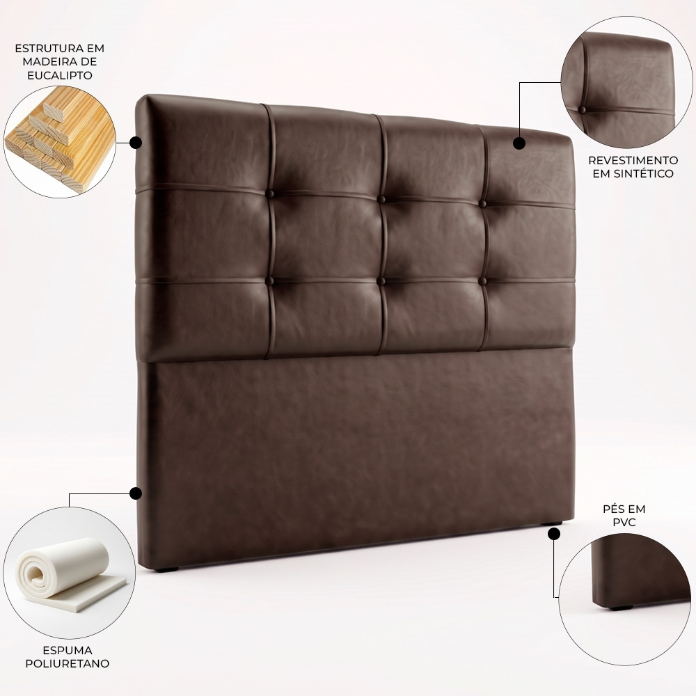 Cabeceira Casal Cama Box 195 cm London Corano Marrom - JS Móveis