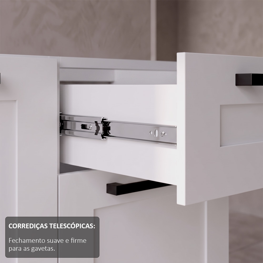 Balcão Cozinha 120cm Para Pia Com 2 Portas Zaya Branco T01  - Mpozenato