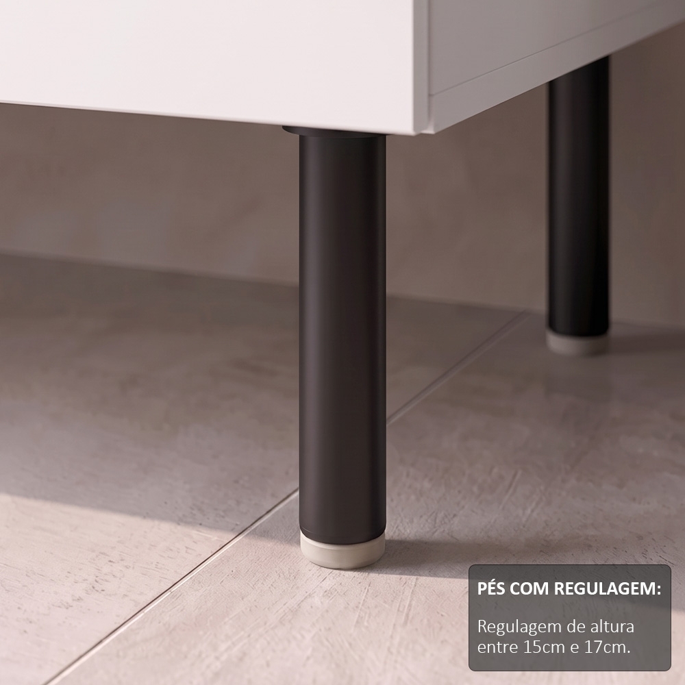 Balcão Cozinha 120cm Para Pia Com 2 Portas Zaya Branco T01  - Mpozenato