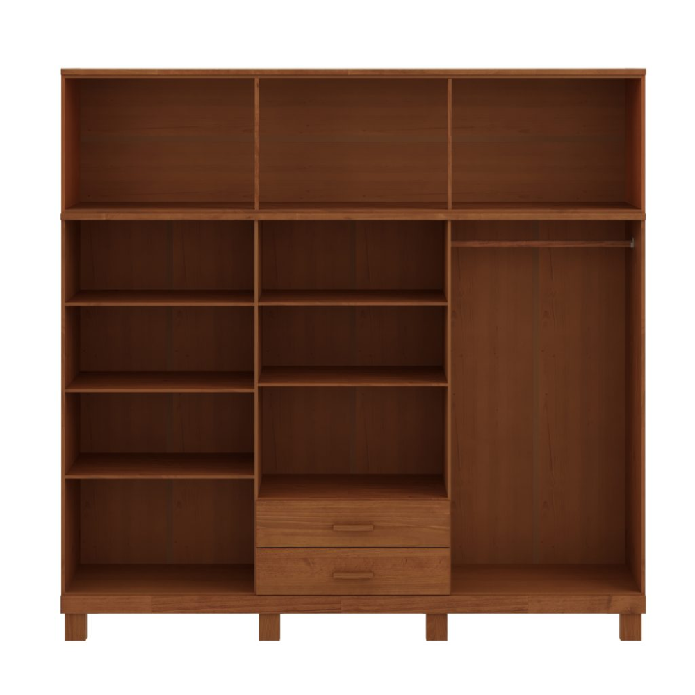 Guarda Roupa Casal Bipartido 225cm 2 Gavetas Giana Castanho F07 - Mpozenato
