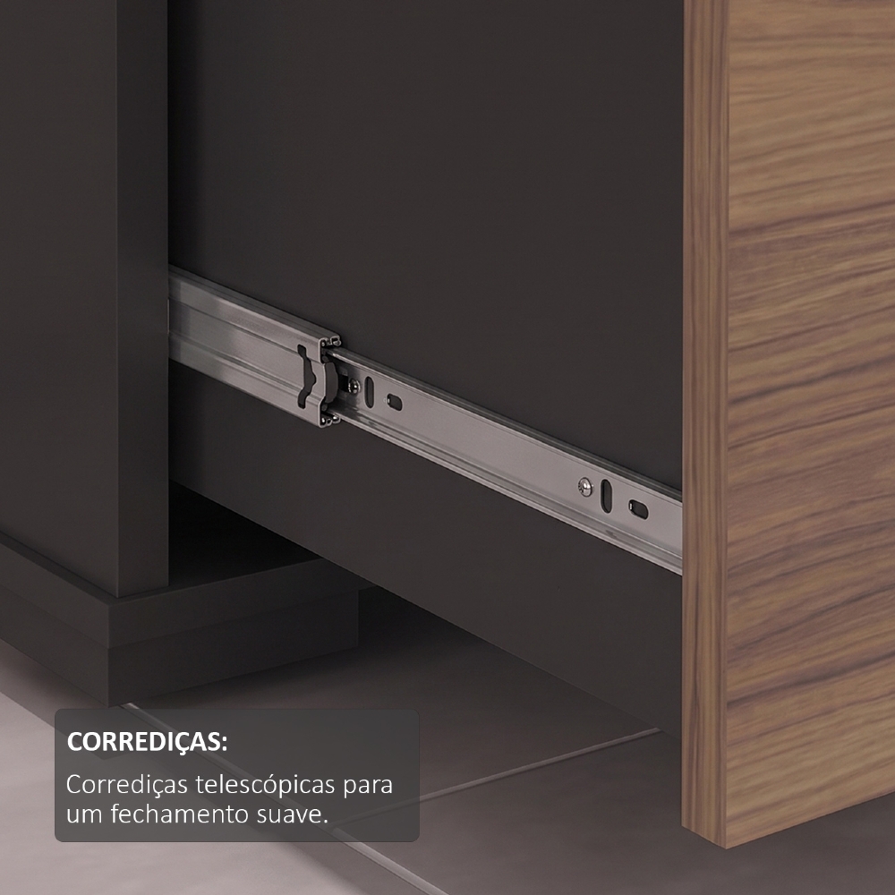 Armário Arquivo Pasta Suspensa 4 Gavetas Corp A06 Nogal/Preto - Mpozenato