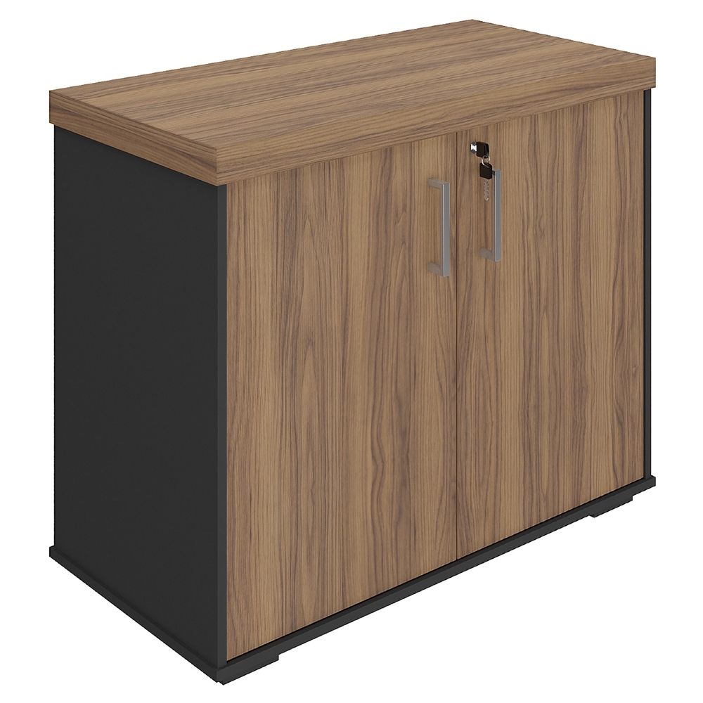 Balcão para Escritório 90cm 2 Portas Corp A06 Nogal/Preto - Mpozenato