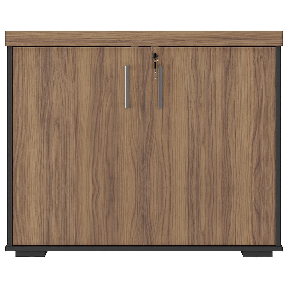 Balcão para Escritório 90cm 2 Portas Corp A06 Nogal/Preto - Mpozenato