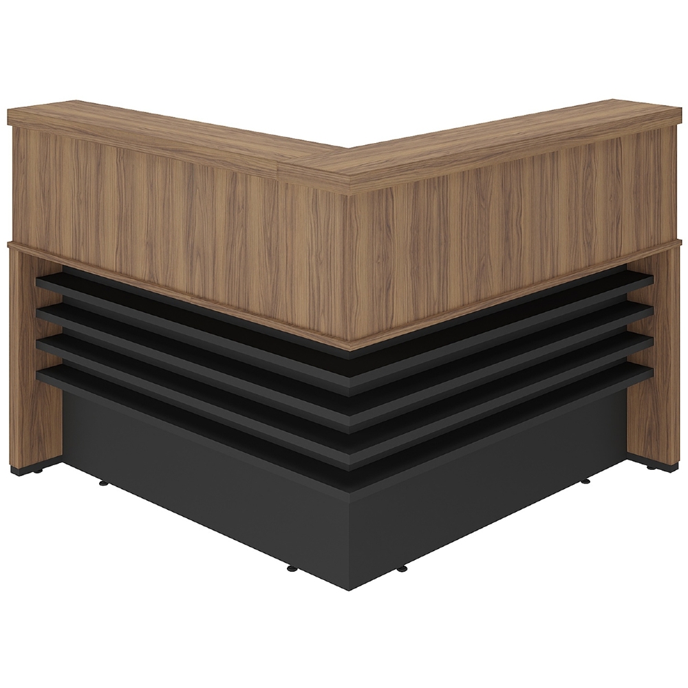 Balcão de Atendimento em L 147x147cm Corp A06 Nogal/Preto - Mpozenato