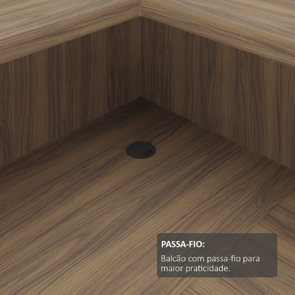 Balcão de Atendimento em L 147x147cm Corp A06 Nogal/Preto - Mpozenato