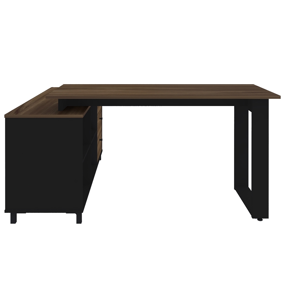 Mesa Escrivaninha 2 em 1 com Nichos Trust Ipê/Preto A06 - Mpozenato