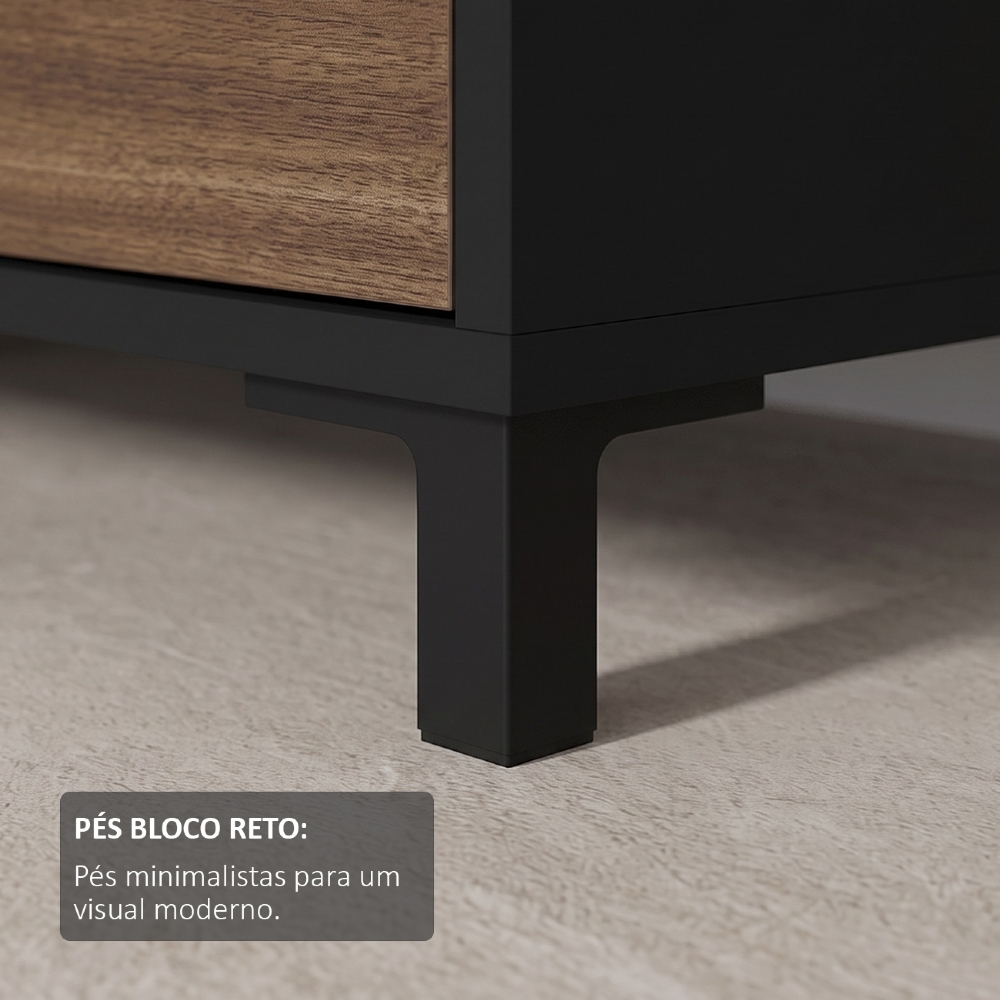 Mesa Escrivaninha 2 em 1 com Nichos Trust Ipê/Preto A06 - Mpozenato