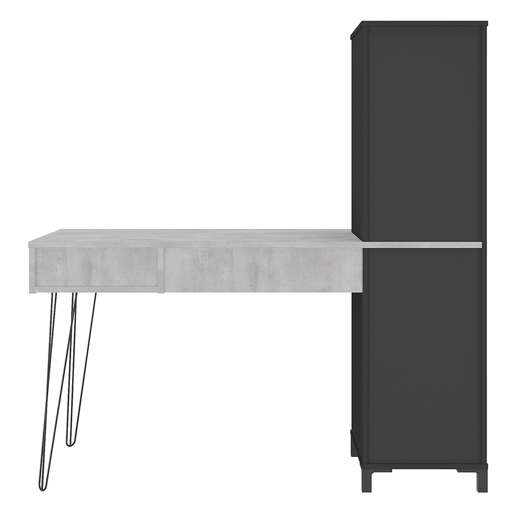 Mesa Escrivaninha com Estante Orizon A06 Concreto/Preto - Mpozenato