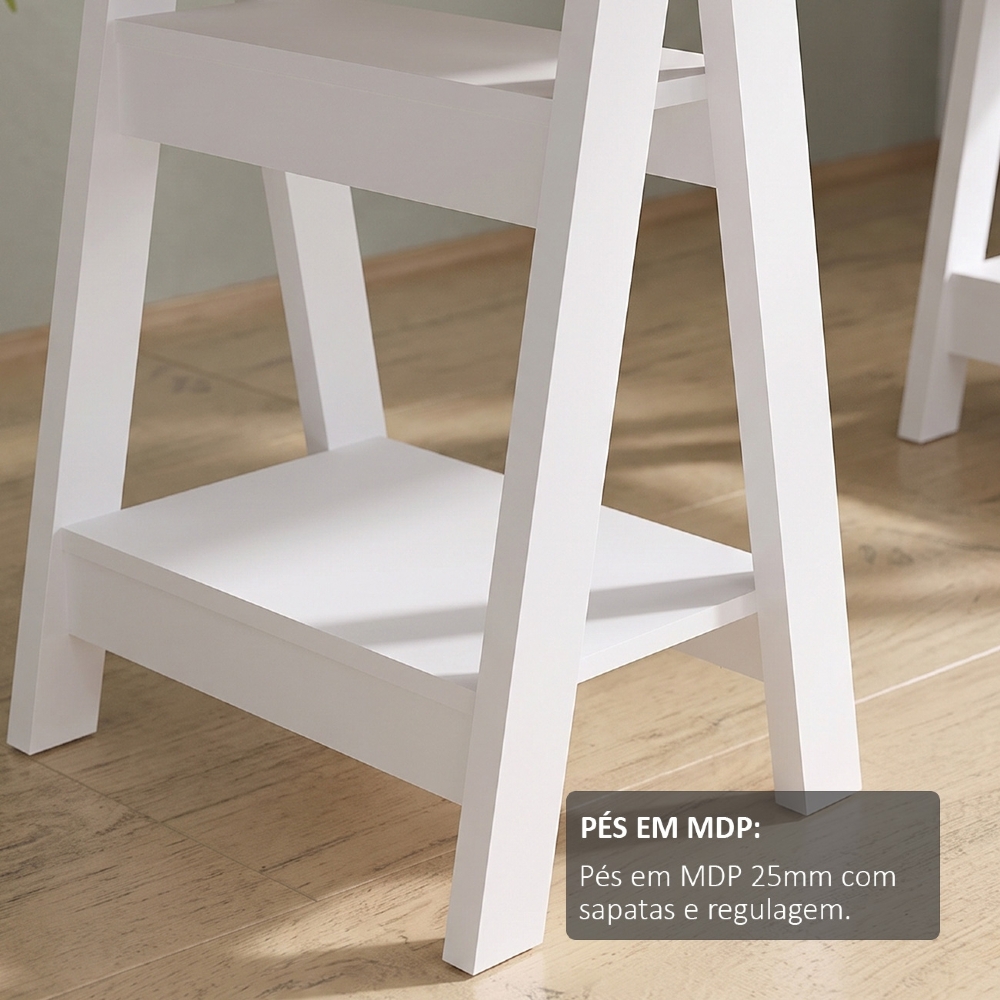 Mesa Escrivaninha 135cm Pés Cavalete Darte A06 Olmo/Branco - Mpozenato