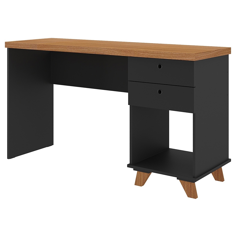 Mesa Para Computador Escrivaninha 2 Gavetas Sky Freijó/Preto A06 - Artany