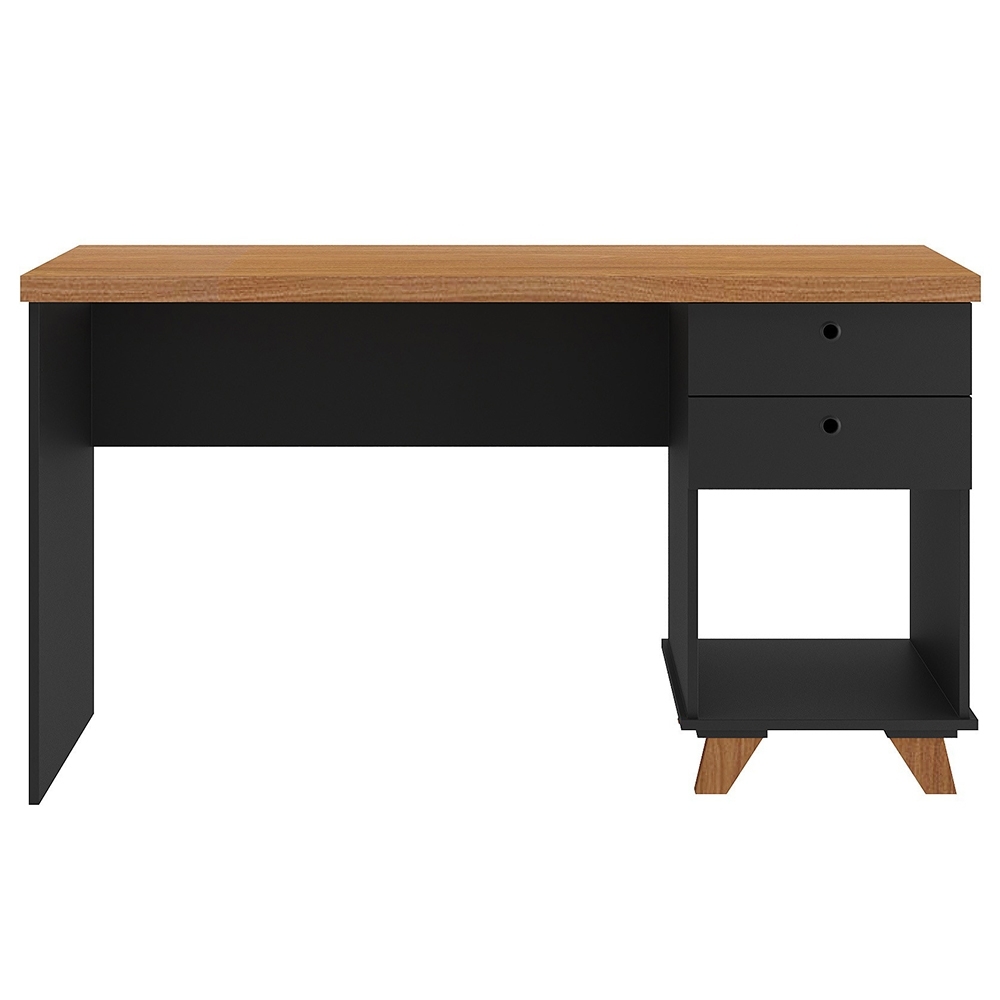 Mesa Para Computador Escrivaninha 2 Gavetas Sky Freijó/Preto A06 - Artany
