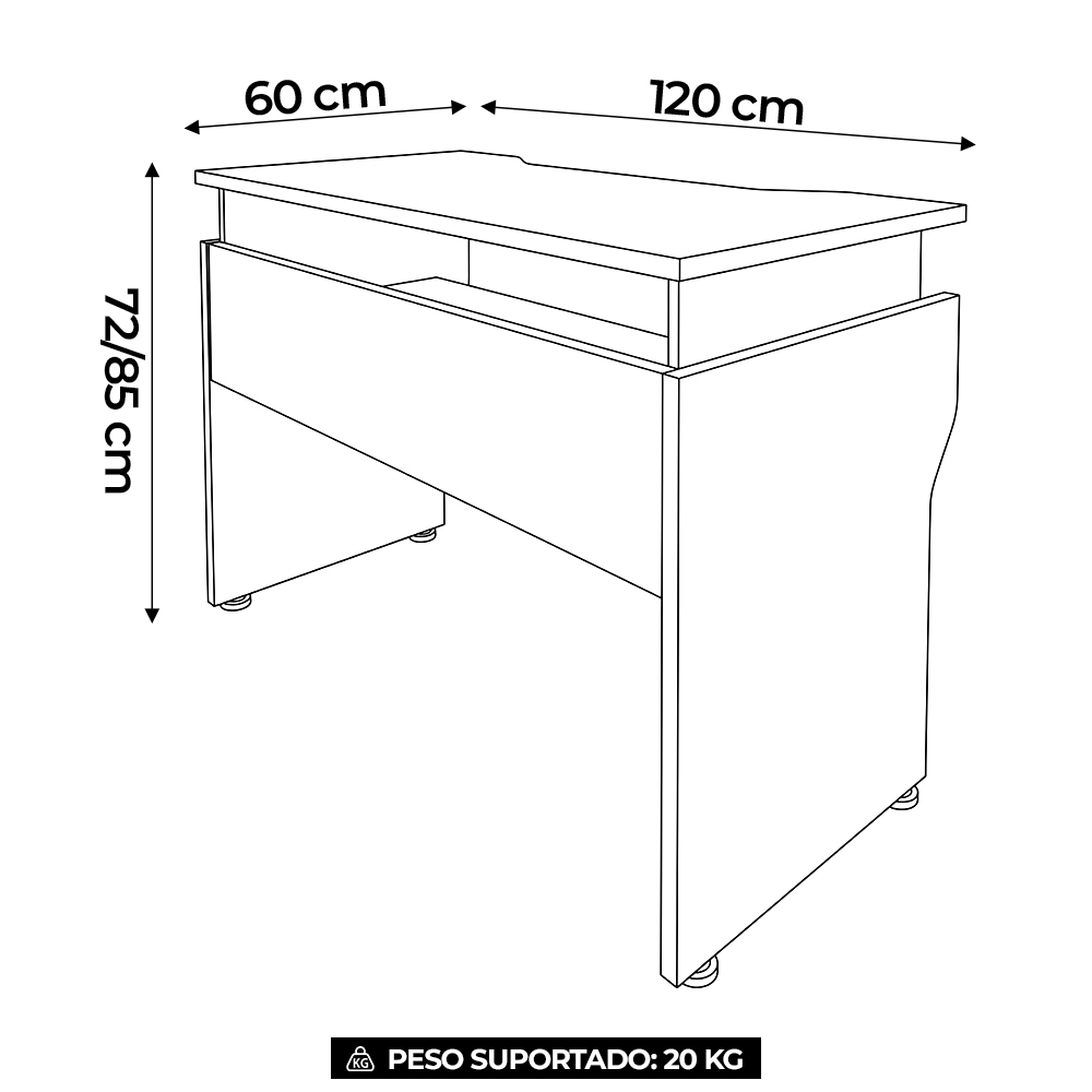 Mesa Para Computador Escrivaninha 120cm Level Preto A06 - Mpozenato