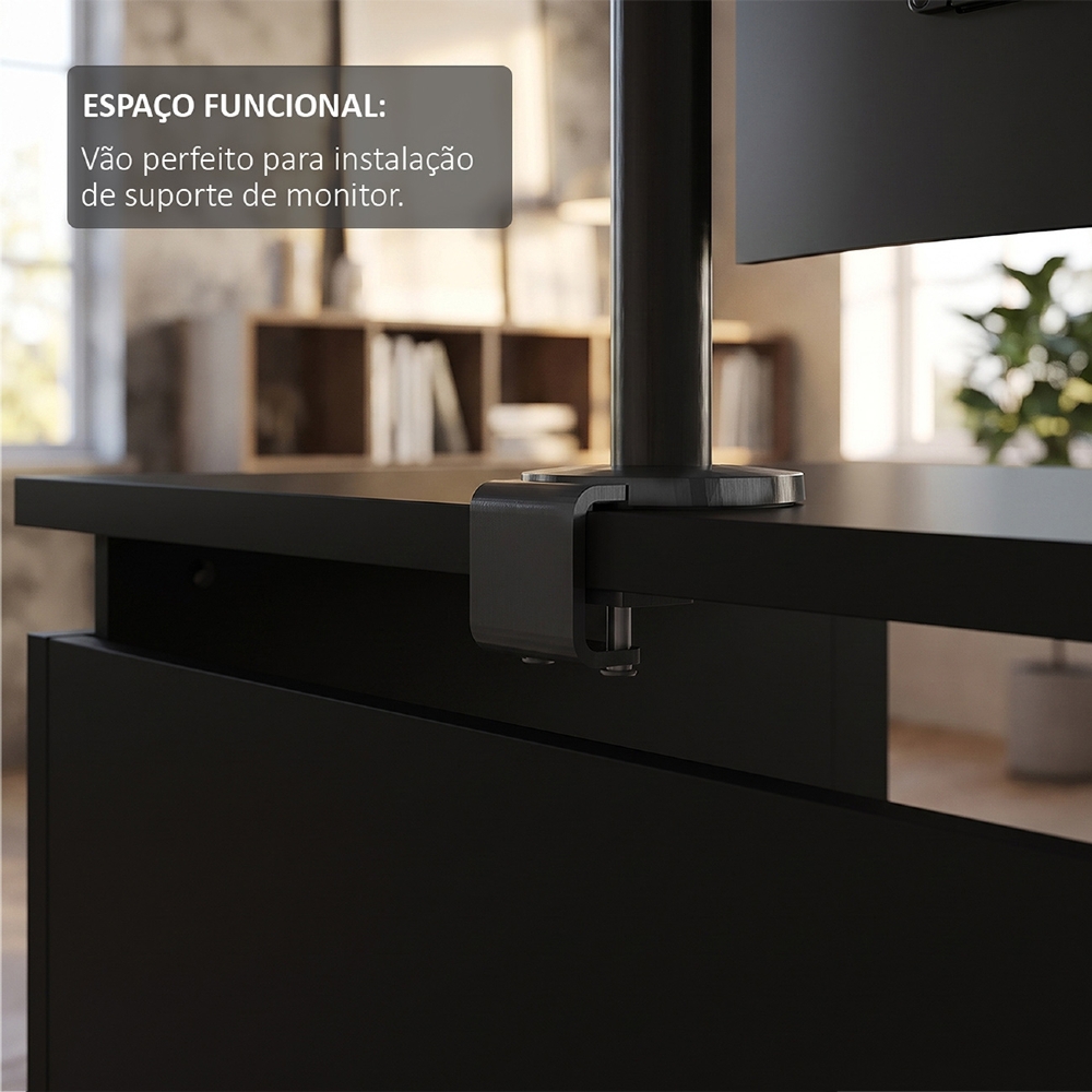 Mesa Para Computador Escrivaninha 120cm Level Preto A06 - Mpozenato