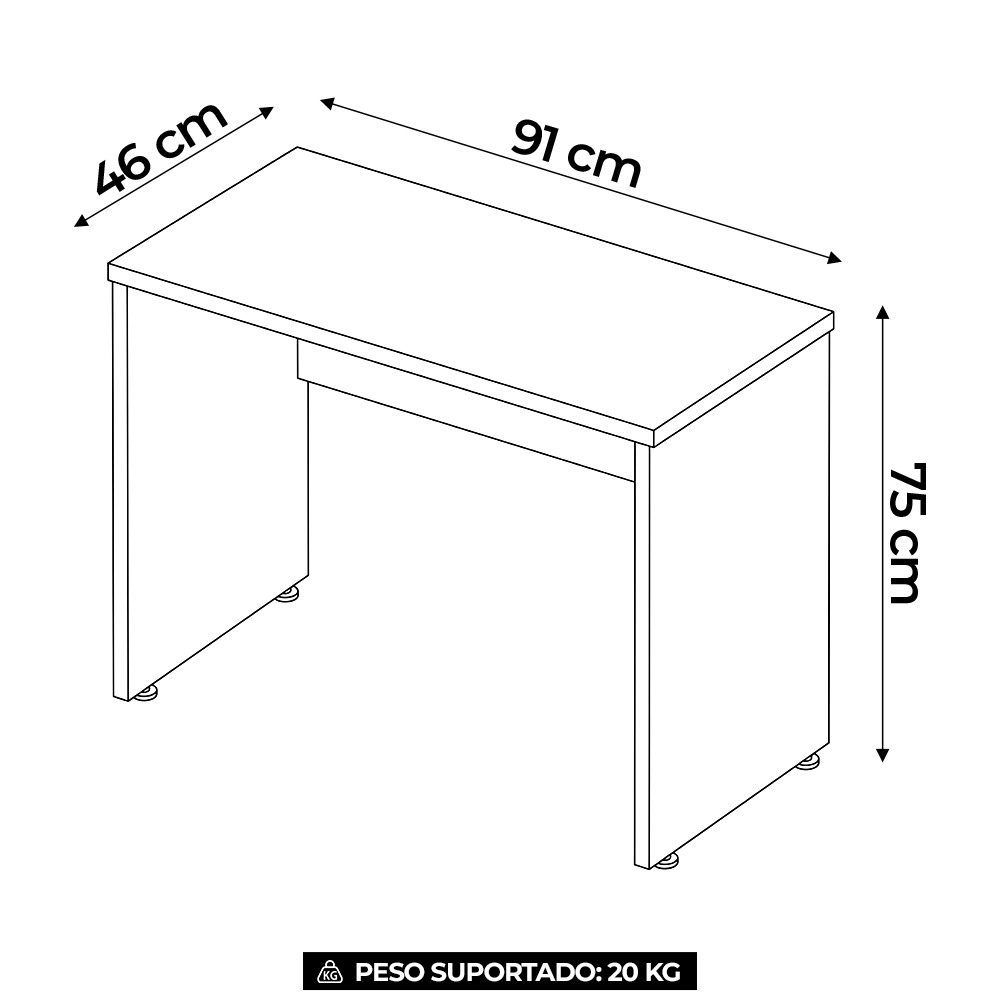 Mesa Para Computador Escrivaninha 91cm Sync Branco A06 - Mpozenato