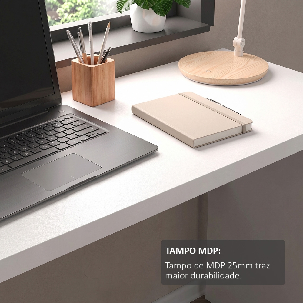 Mesa Para Computador Escrivaninha 91cm Sync Branco A06 - Mpozenato