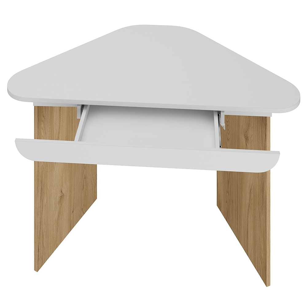 Mesa de Escritório Canto Elon 127cm Branco/Olmo A06 - Mpozenato