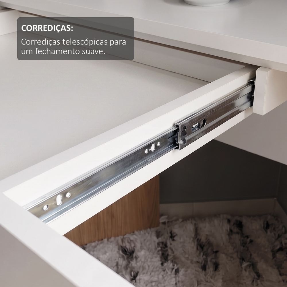 Mesa de Escritório Canto Elon 127cm Branco/Olmo A06 - Mpozenato