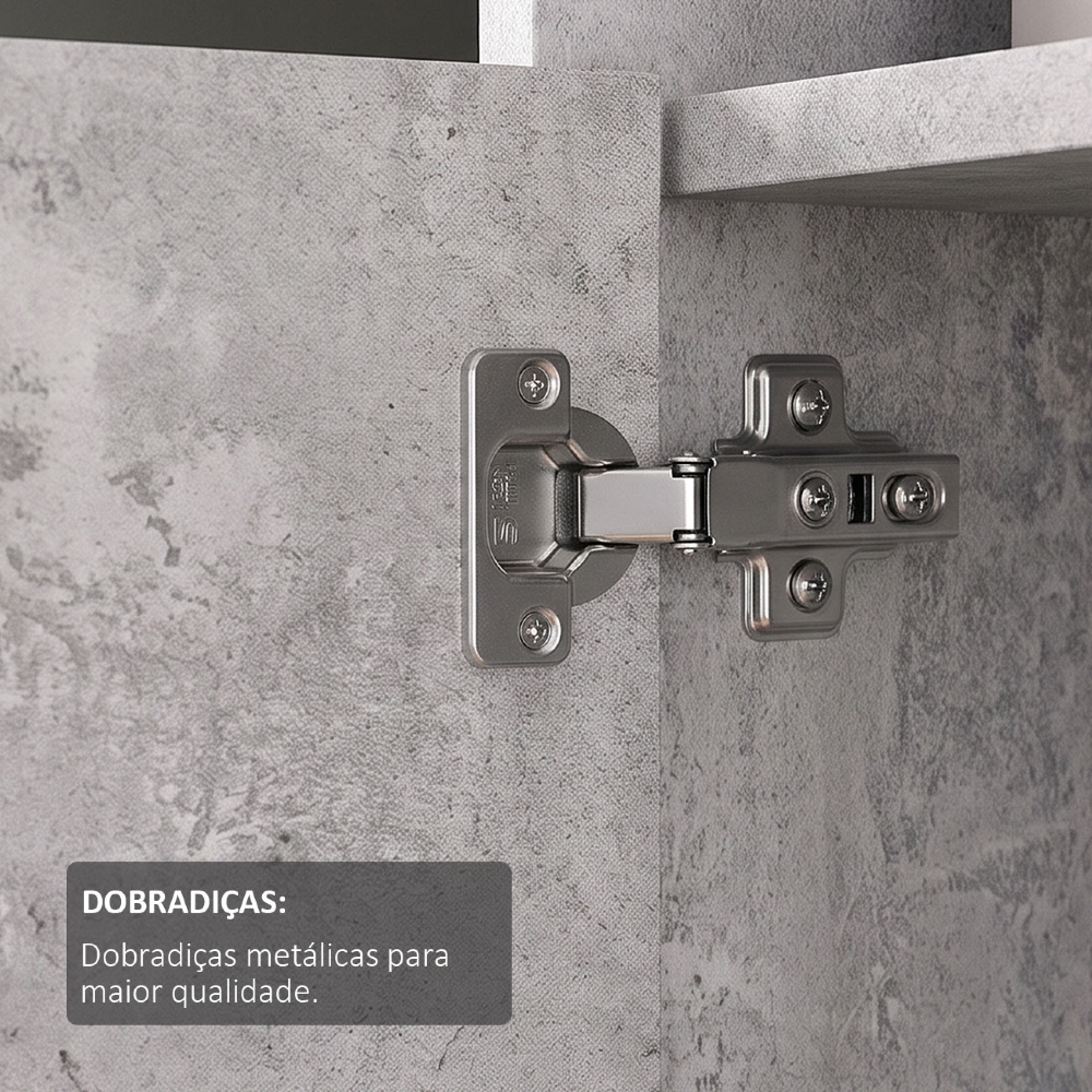 Estante Livreiro 64cm 2 Portas e Nichos Atria Concreto A06 - Mpozenato