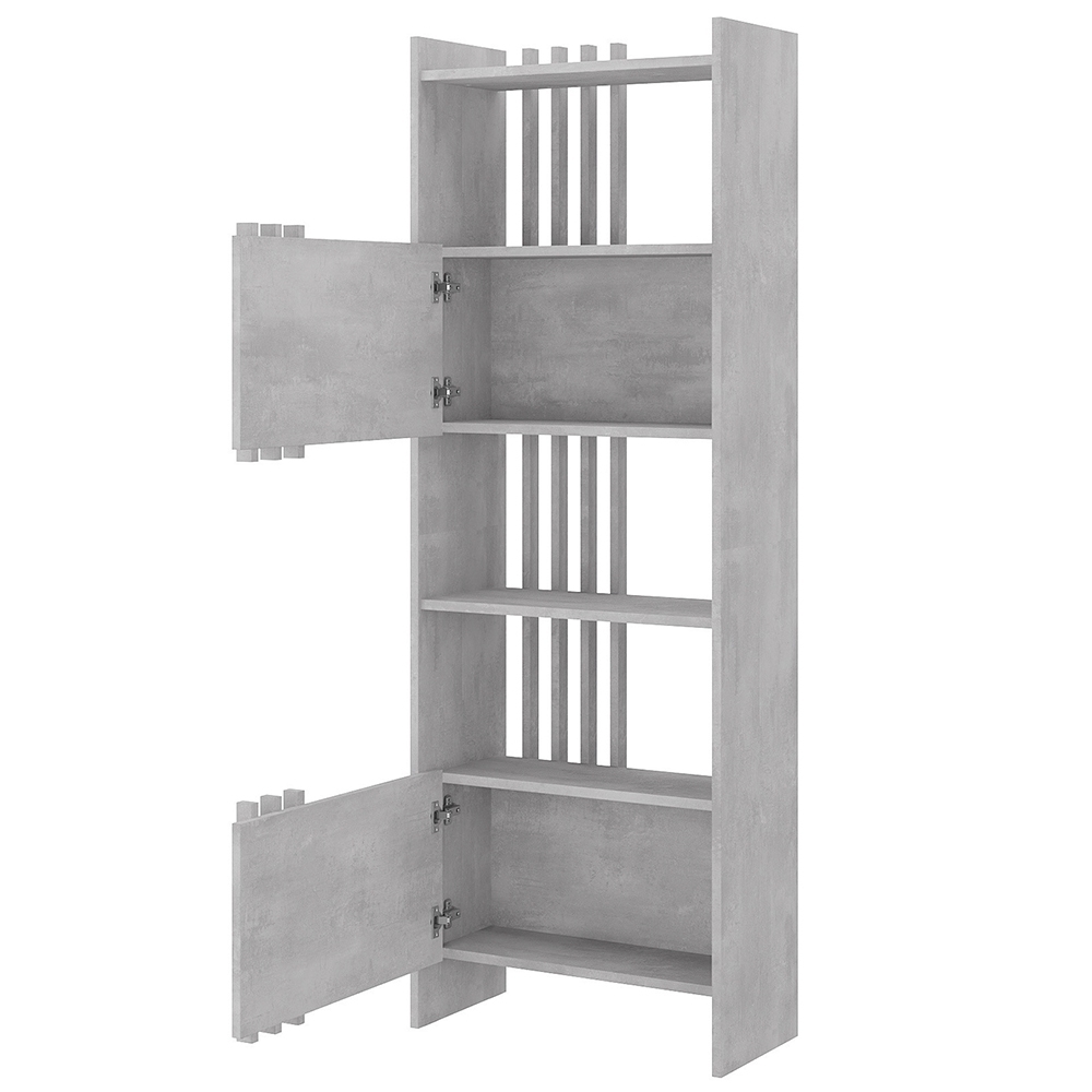 Estante Livreiro 64cm 2 Portas e Nichos Atria Concreto A06 - Mpozenato