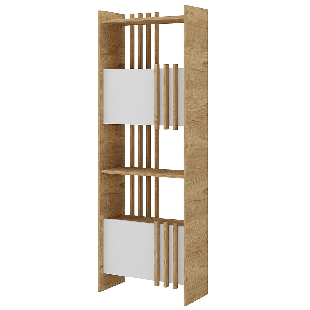 Estante Livreiro 64cm 2 Portas e Nichos Atria Olmo/Branco A06 - Mpozenato