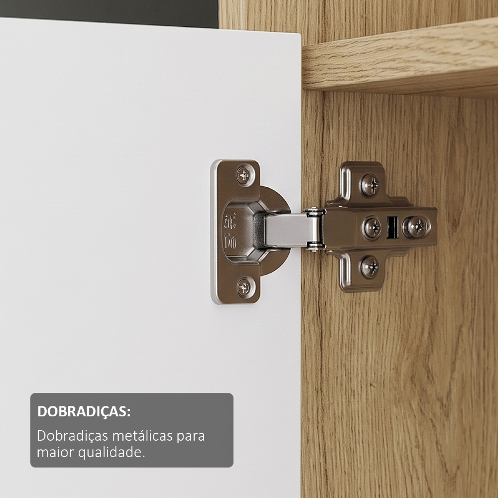 Estante Livreiro 64cm 2 Portas e Nichos Atria Olmo/Branco A06 - Mpozenato
