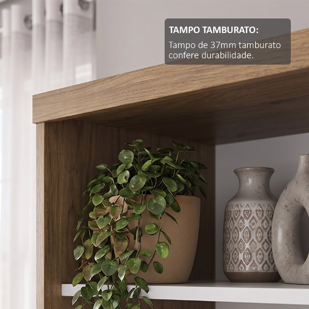 Estante Livreiro 90cm 1 Porta 2 Gavetas Solara Olmo/Branco A06 - Mpozenato