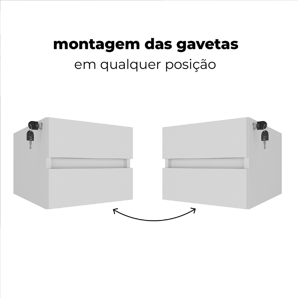 Gaveteiro Suspenso 2 Gavetas Triumph A06 Branco - Mpozenato