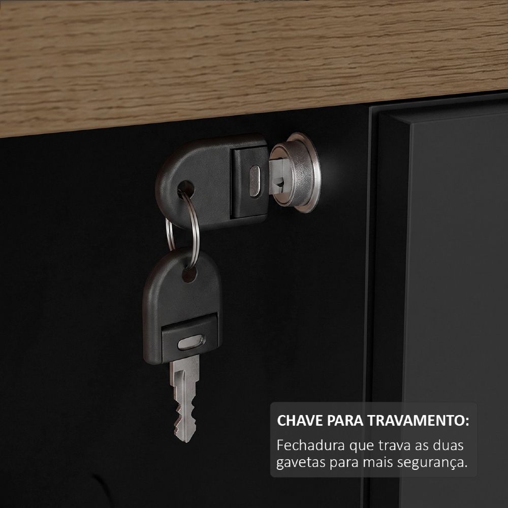 Gaveteiro Suspenso 2 Gavetas Triumph A06 Preto - Mpozenato