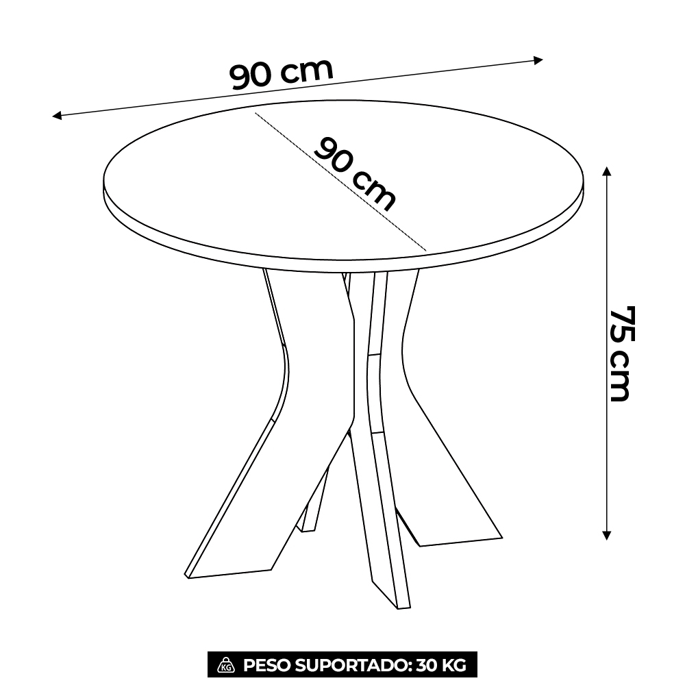 Mesa Para Escritório Redonda 90cm Orbit Preto A06 - Mpozenato