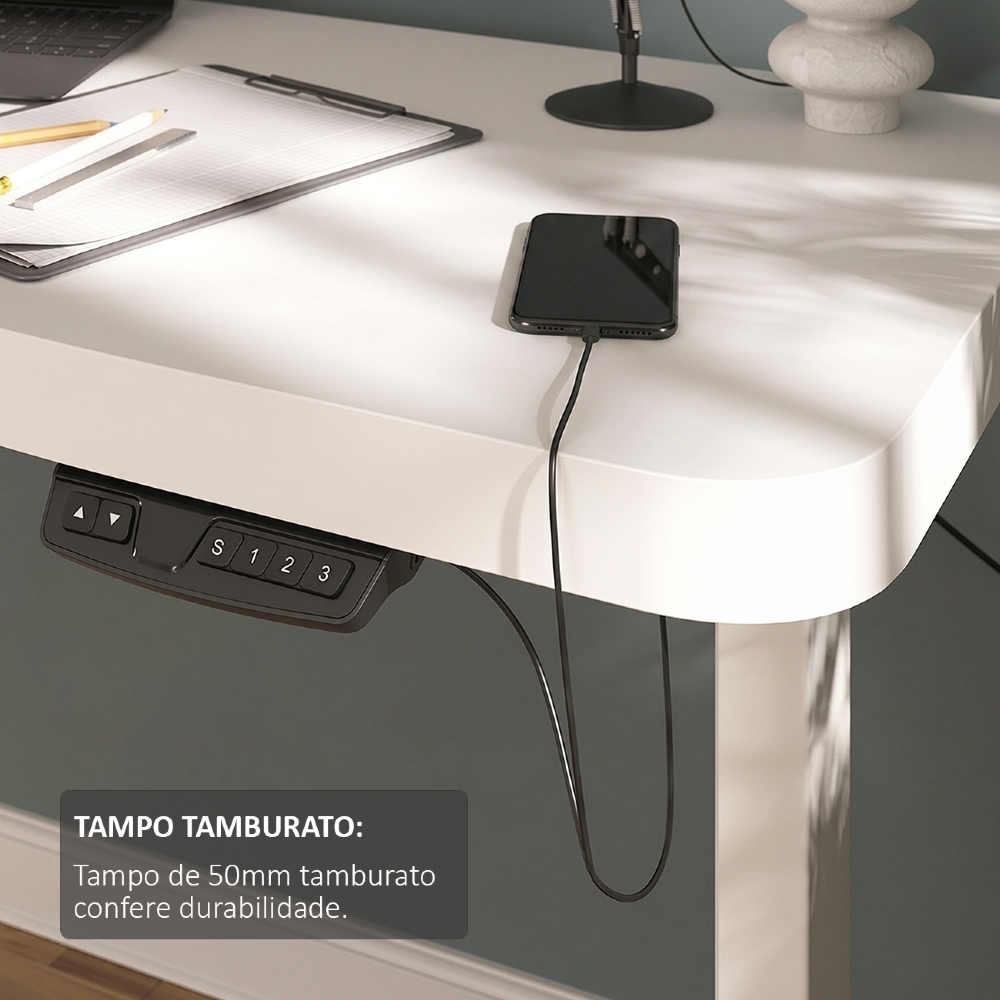 Mesa Para Computador C/ Regulagem Altura 135cm Tivoli Branco A06 - Mpozenato