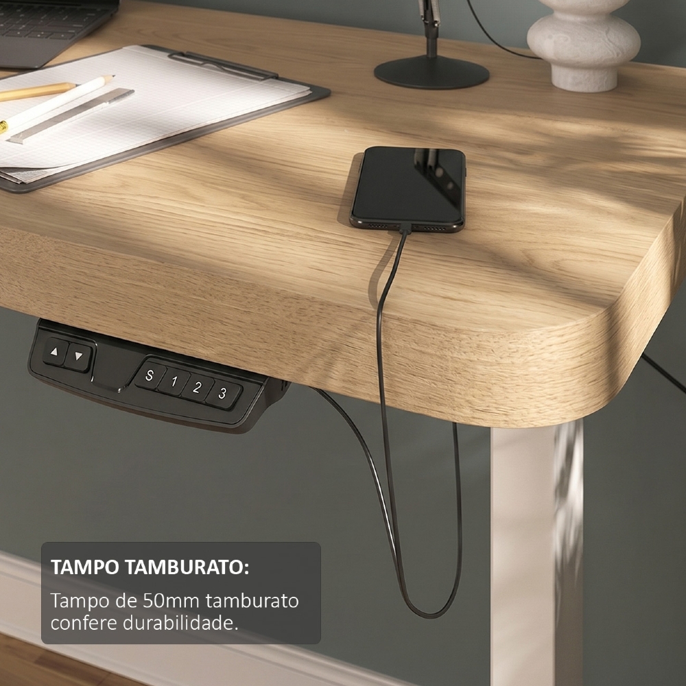 Mesa Para Computador C/ Regulagem Altura 135cm Tivoli Olmo A06 - Mpozenato