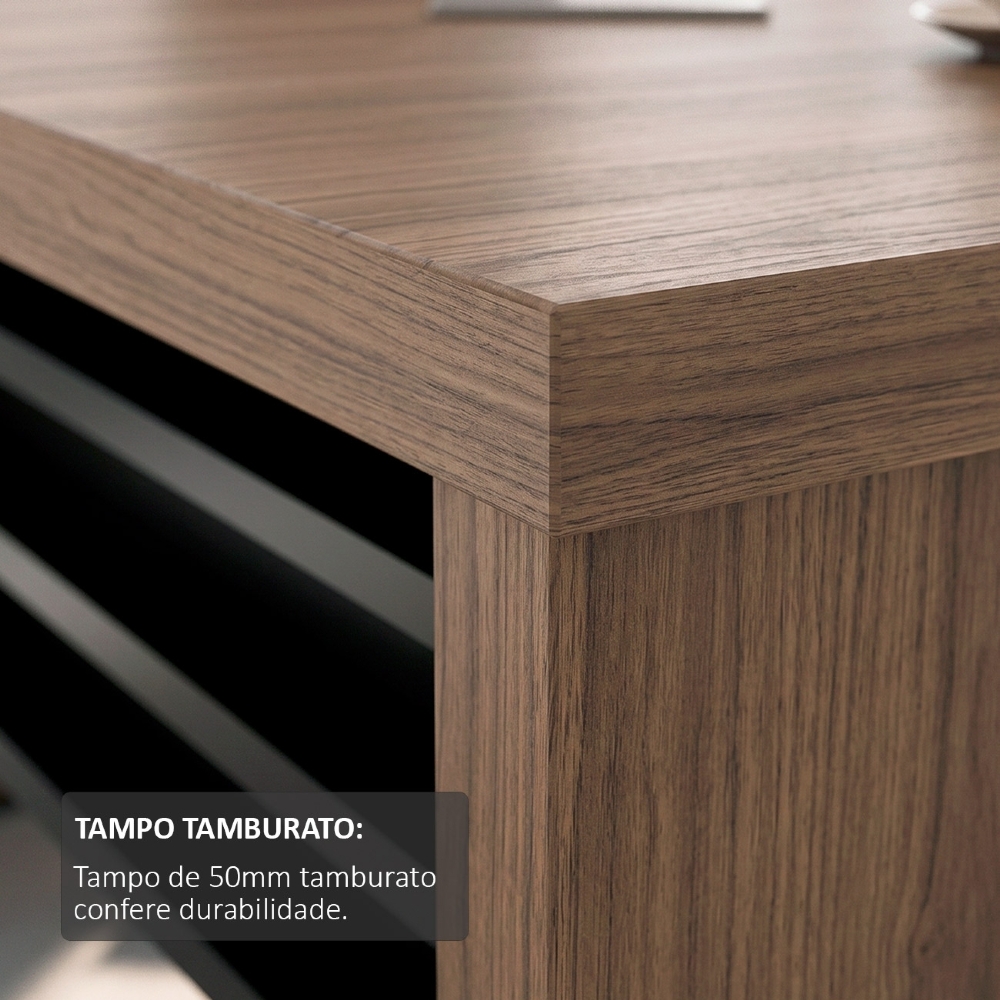Mesa para Escritório 135cm Tamburato Corp A06 Nogal/Preto - Mpozenato