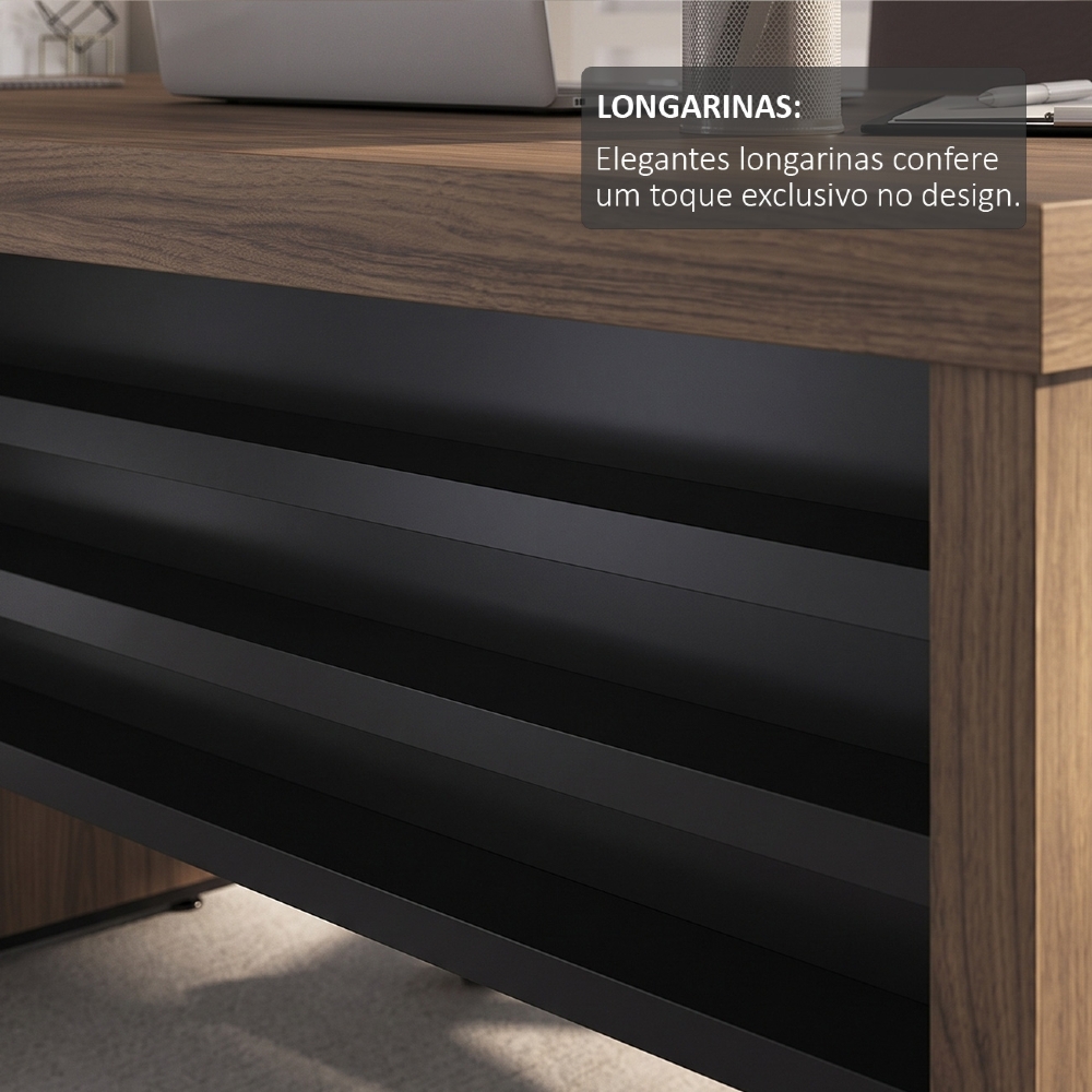 Mesa para Escritório 135cm Tamburato Corp A06 Nogal/Preto - Mpozenato
