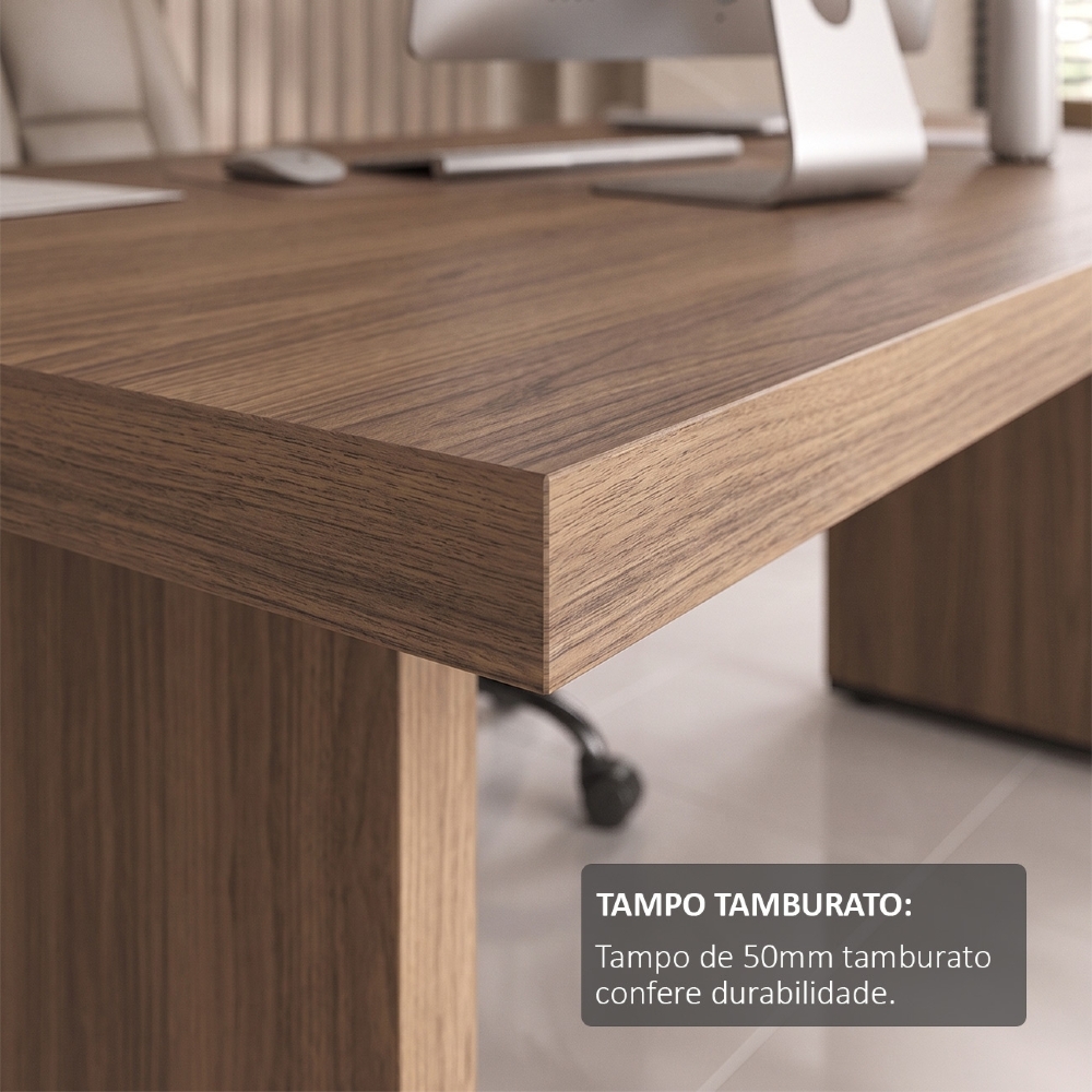 Mesa de Reunião para Escritório 204cm Tamburato Corp A06 Nogal/Preto - Mpozenato
