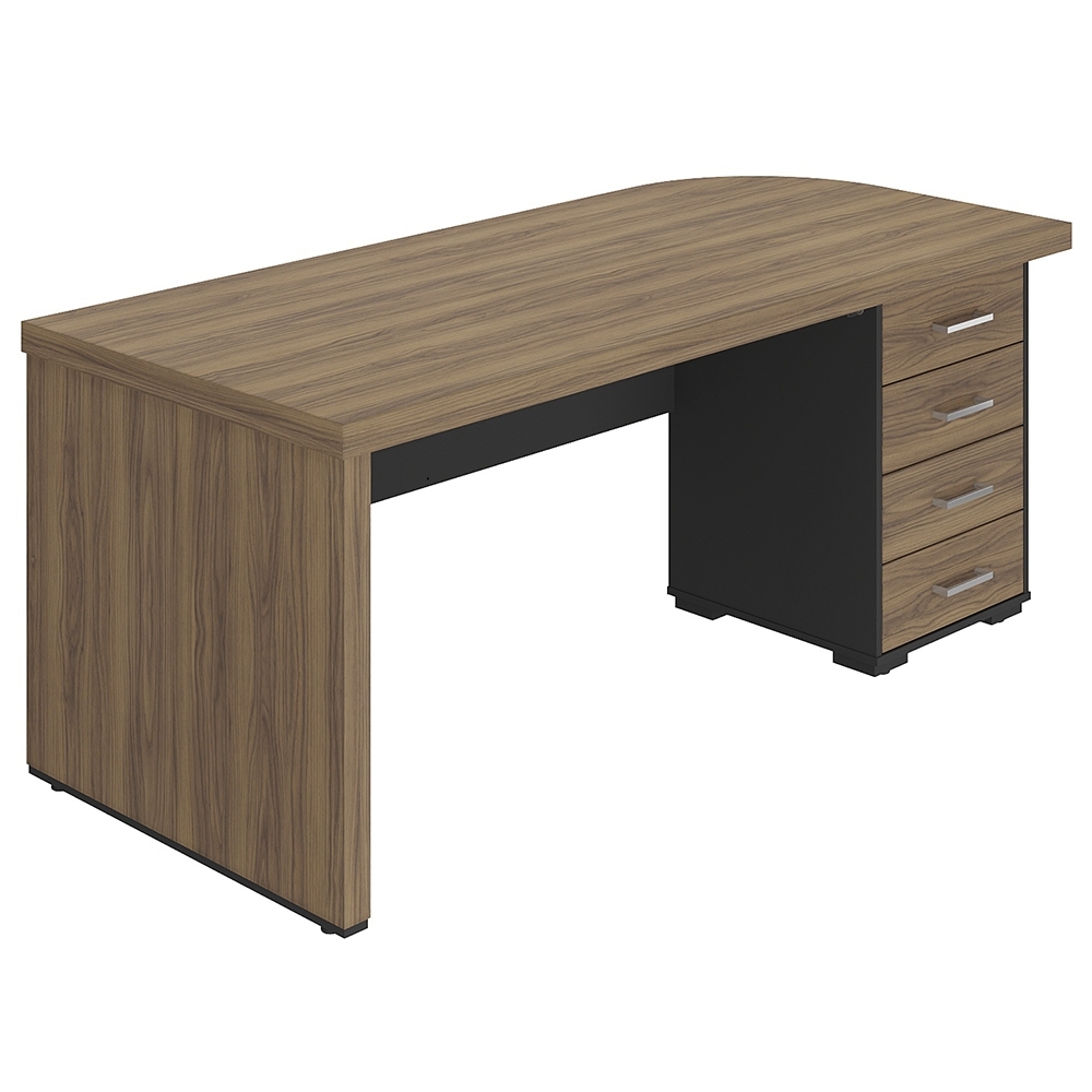 Mesa para Escritório com Gavetas Lado Direito Corp A06 Nogal/Preto - Mpozenato