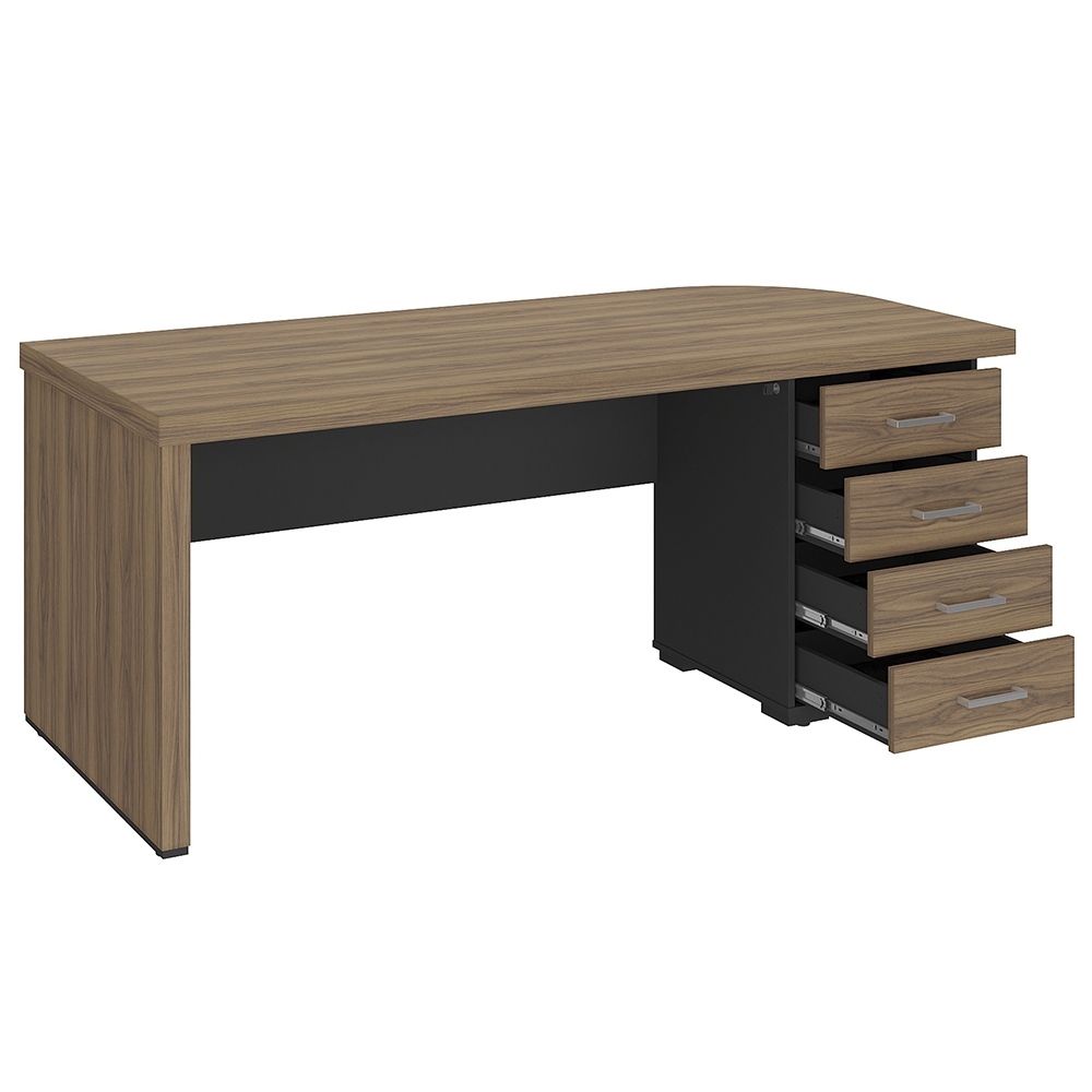 Mesa para Escritório com Gavetas Lado Direito Corp A06 Nogal/Preto - Mpozenato
