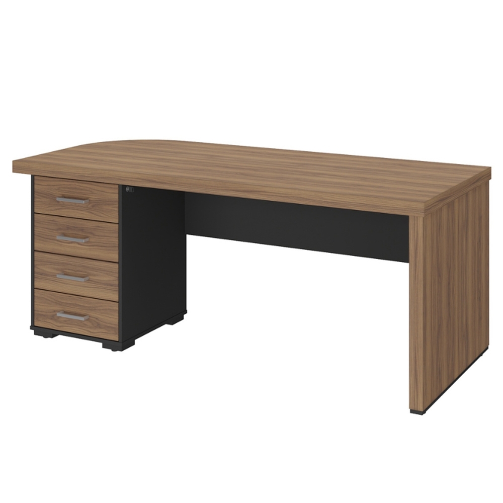 Mesa para Escritório com Gavetas Lado Esquerdo Corp A06 Nogal/Preto - Mpozenato
