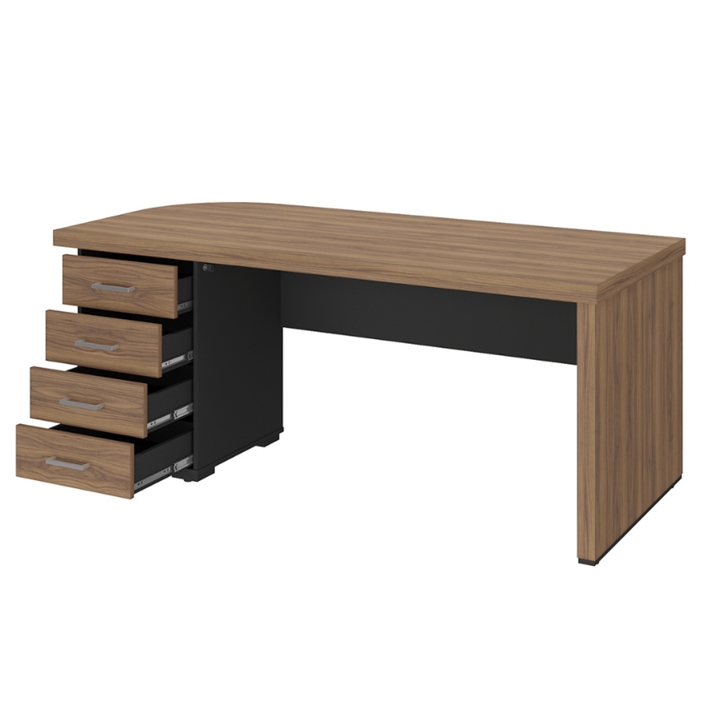 Mesa para Escritório com Gavetas Lado Esquerdo Corp A06 Nogal/Preto - Mpozenato