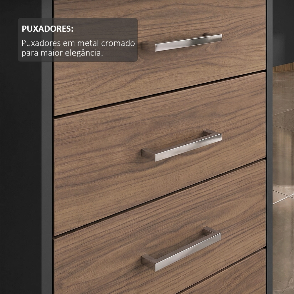 Mesa para Escritório com Gavetas Lado Esquerdo Corp A06 Nogal/Preto - Mpozenato