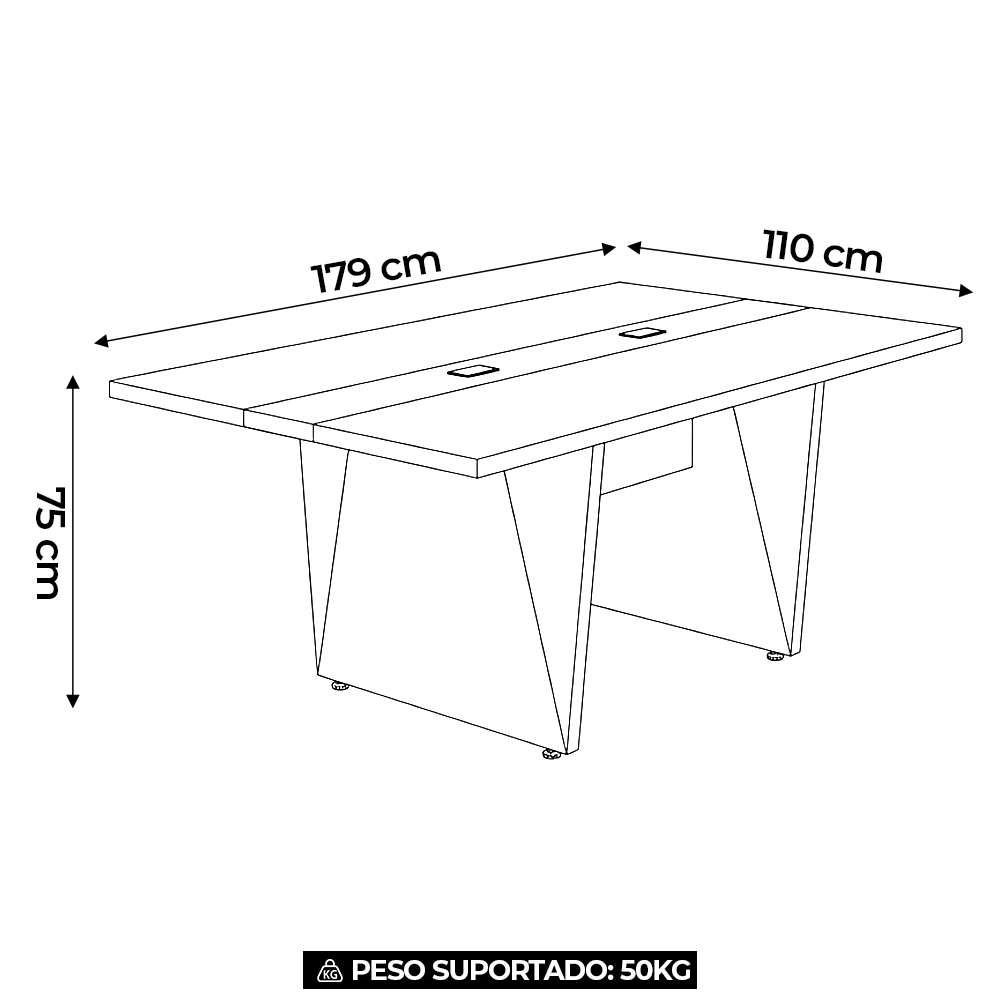 Mesa Para Escritório Reunião 179cm Nexus Nogal/Preto A06 - Mpozenato