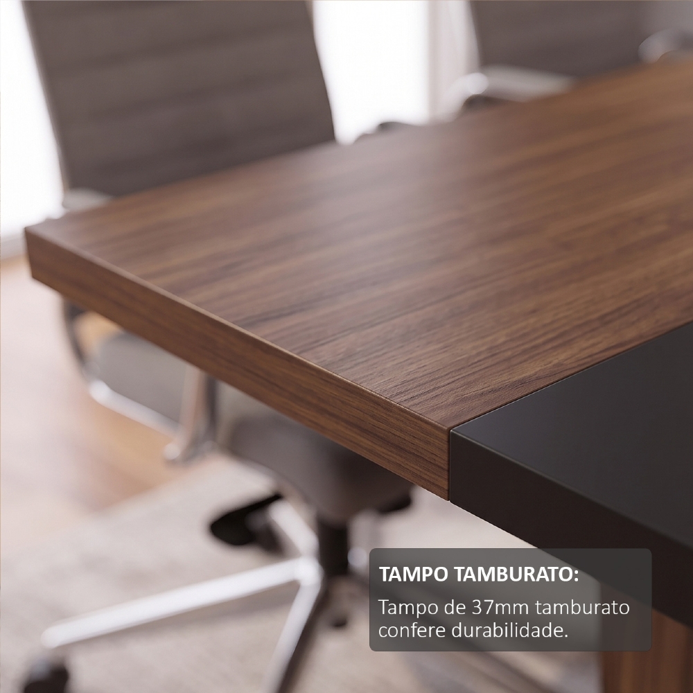 Mesa Para Escritório Reunião 179cm Nexus Nogal/Preto A06 - Mpozenato