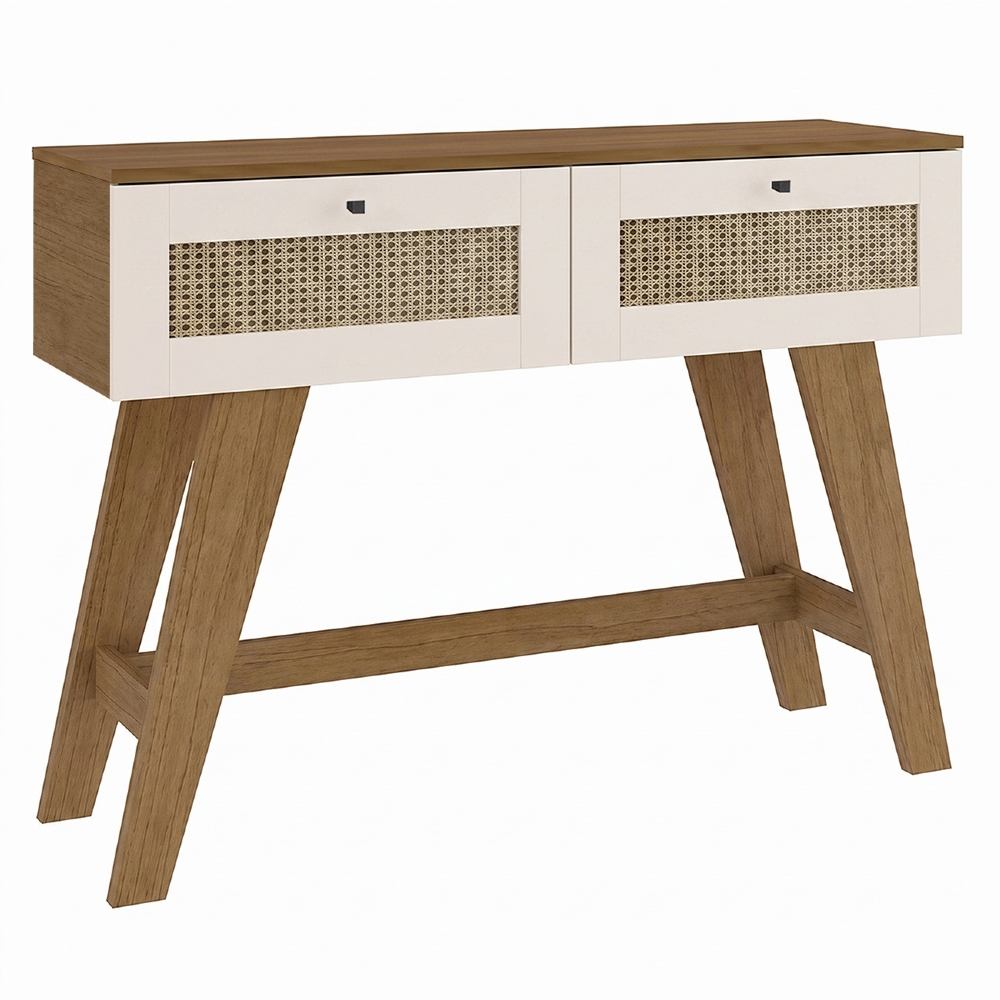 Aparador Sala de Estar 110cm 2 Gavetas Tulum Cinamomo/Off White A09 - Mpozenato