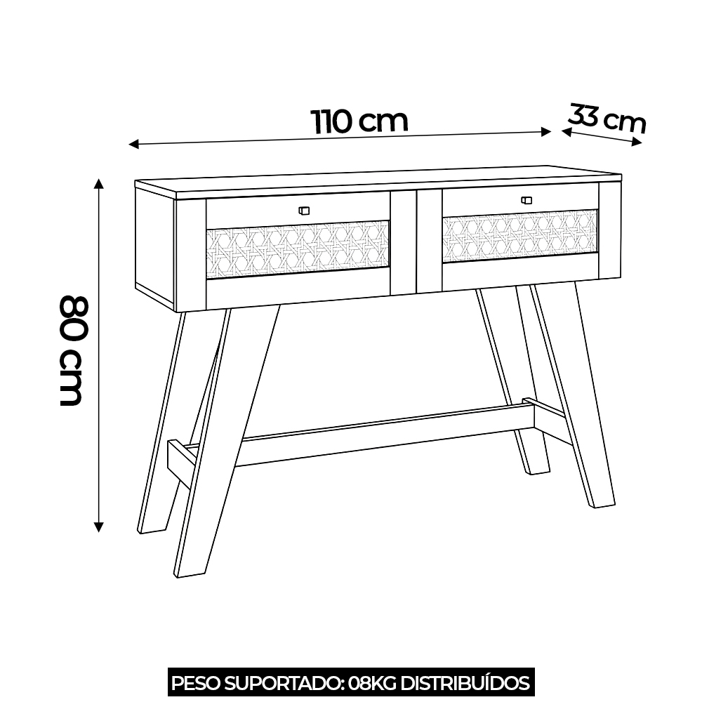 Aparador Sala de Estar 110cm 2 Gavetas Tulum Cinamomo/Off White A09 - Mpozenato