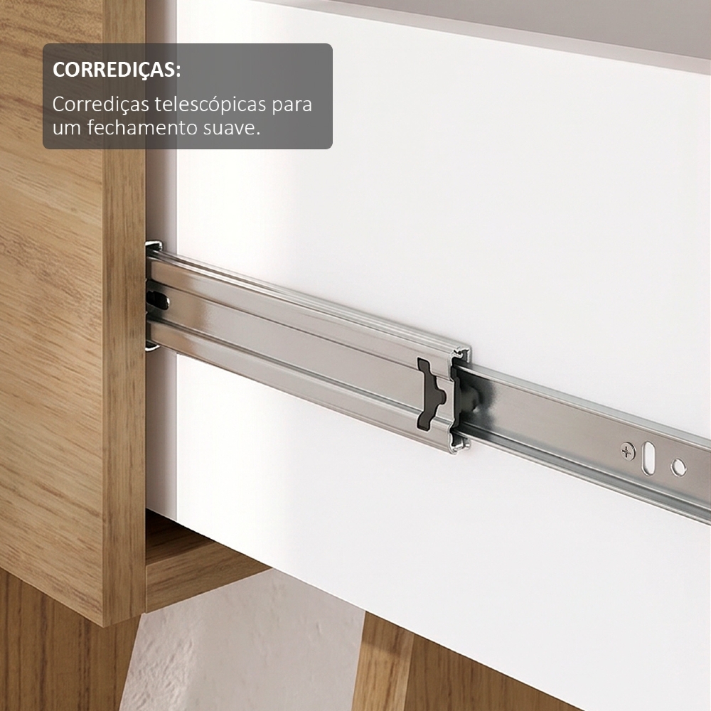 Aparador Sala de Estar 110cm 2 Gavetas Tulum Cinamomo/Off White A09 - Mpozenato