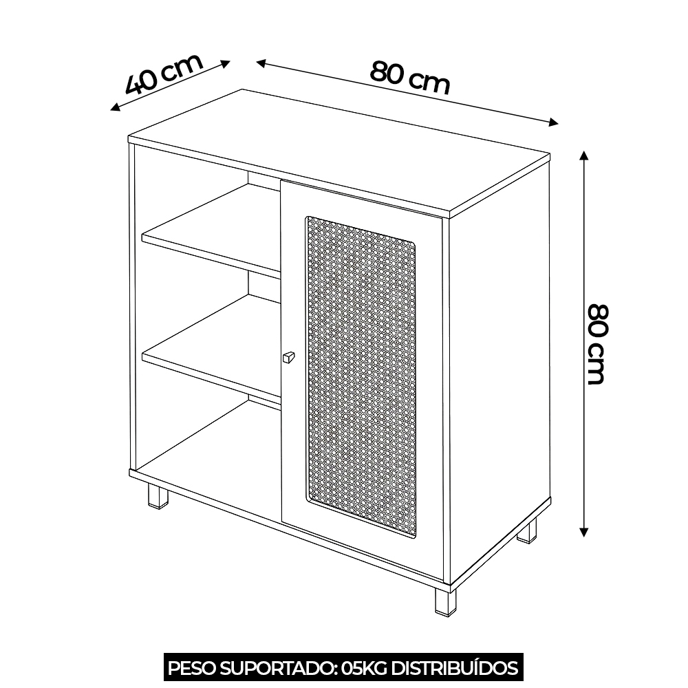 Buffet Aparador 80cm 1 Porta Sofie Carvalho/Menta A09 - Mpozenato