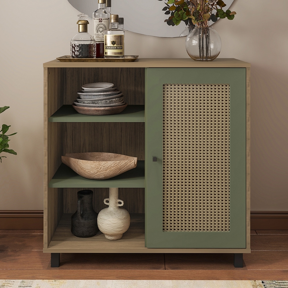 Buffet Aparador 80cm 1 Porta Sofie Carvalho/Menta A09 - Mpozenato